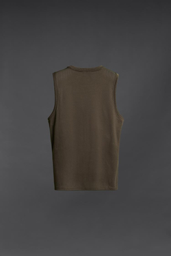 ZARA ФУТБОЛКА БЕЗ РУКАВОВ В СЕТОЧКУ, КОРИЧНЕВЫЙ