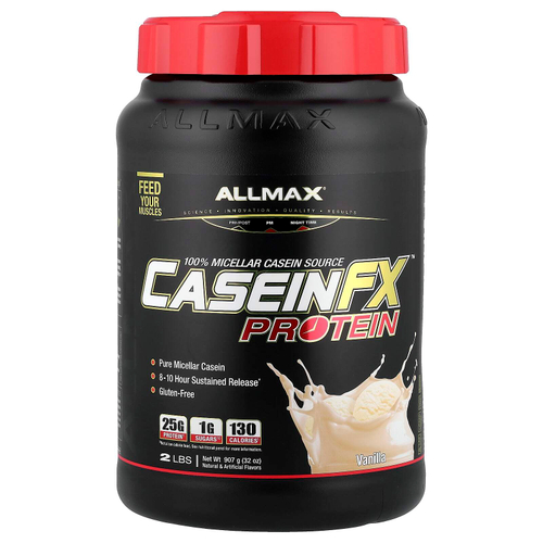 ALLMAX, Casein-FX™, протеин, 100% мицеллярный казеин, ваниль, 907 г (2 фунта)