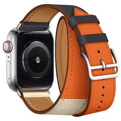 Ремешок кожаный COTEetCI W36 Fashoin Leather (WH5261-40-ICO) для Apple Watch 40мм/ 38мм (Long) Синий-Бежевый