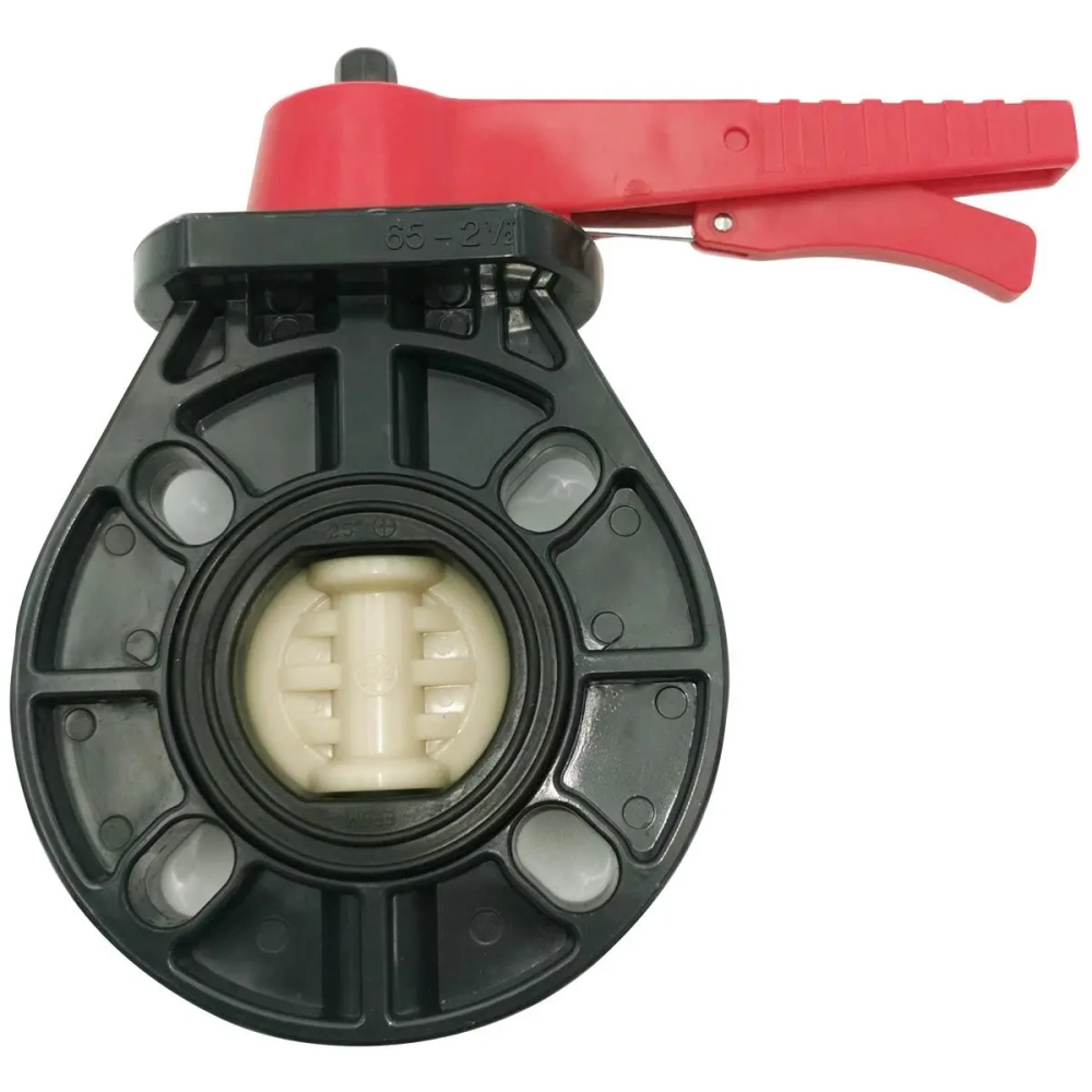 Затвор дисковый ПВХ (НПВХ) поворотный с ручкой межфланцевый, EPDM (Ру6-10), Россия