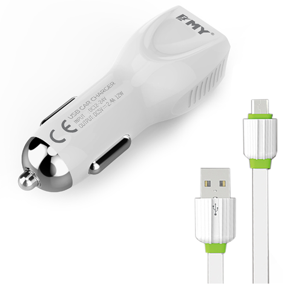 AЗУ с кабелем micro USB 2.4А 2USB MY-112 EMY (белый)