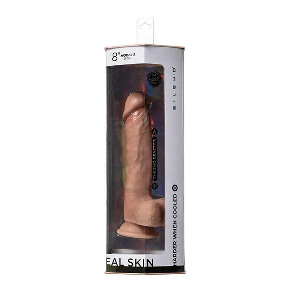 Телесный фаллоимитатор-реалистик 21см на присоске с мошенкой SilexD Premium Real Skin Dildo 8" Model 1
