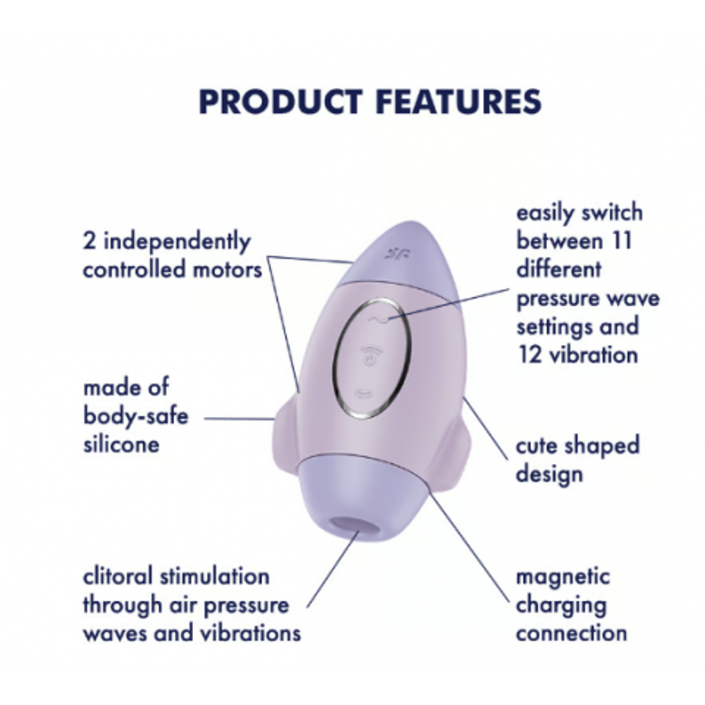 Стимулятор клитора с воздушной стимуляцией и вибрацией Satisfyer Mission Control (лиловый)