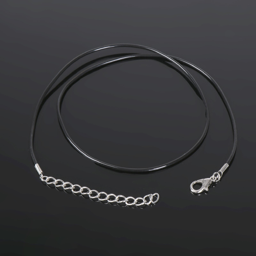 Шнурок каучуковый d=1.5 мм, 45 см с удлинителем, чёрный, 455217