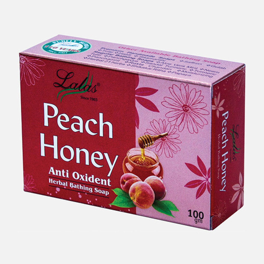 Мыло Lalas Peach Honey Anti Oxident, травяное Персик Мед, 100 гр.