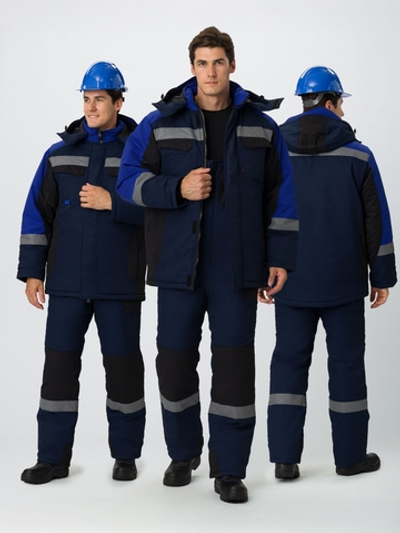 Костюм зимний Фаворит-Мега (тк.Протек,240) п/к, т.синий/черный/васильковый