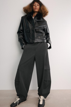 ZARA КУРТКА ИЗ ИСКУССТВЕННОЙ КОЖИ — ZW COLLECTION, ЧЕРНЫЙ