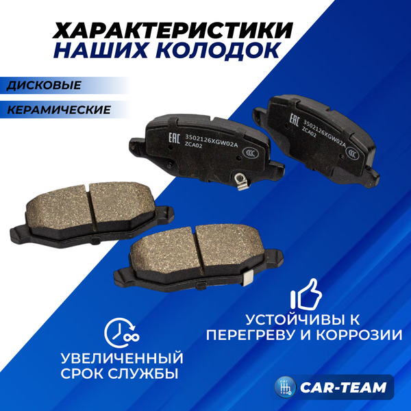 Колодки тормозные задние (керамические) Haval Jolion 2WD, Great Wall (арт. ZCP-1288)