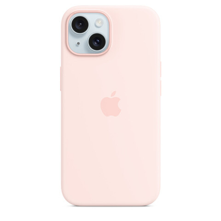 Силиконовый чехол для iPhone 15 с MagSafe - светло-розовый