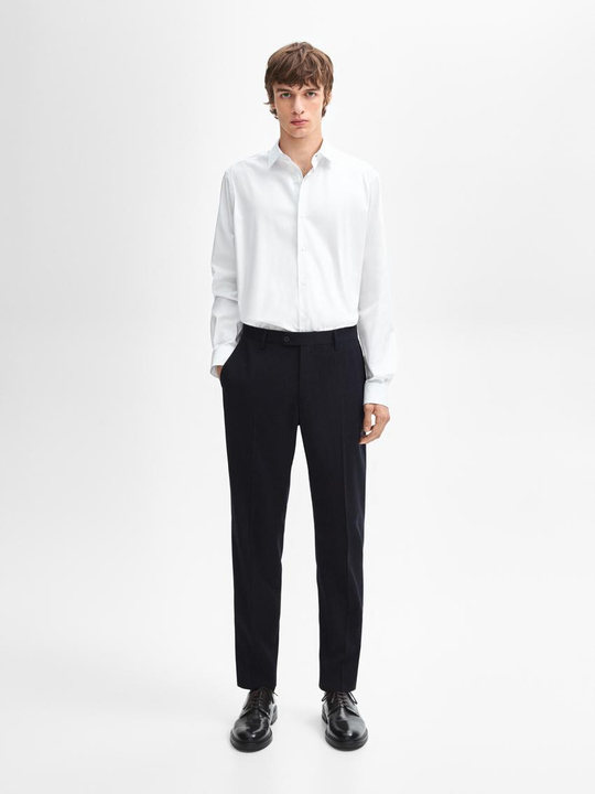 Massimo Dutti Рубашка облегающего кроя из эластичной ткани, белый