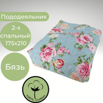 Пододеяльник 2 спальный 175х210 Хлопок, Бязь Цветы на голубом