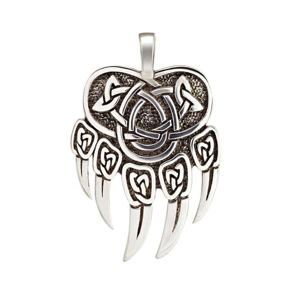 Подвеска «Печать Велеса медвежья» из серебра, вид спереди