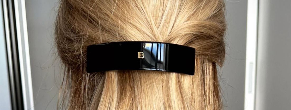 Balmain Hair Couture Заколка-автомат черная глянец размер L Barrette pour cheveux Large Black