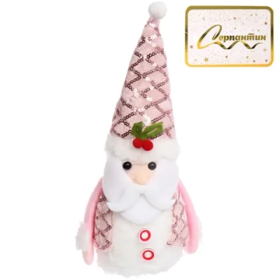 Сувенир новогодний «Веселое настроение - Дед Мороз» 12*23*6,5 см, Розовый (с подсветкой)