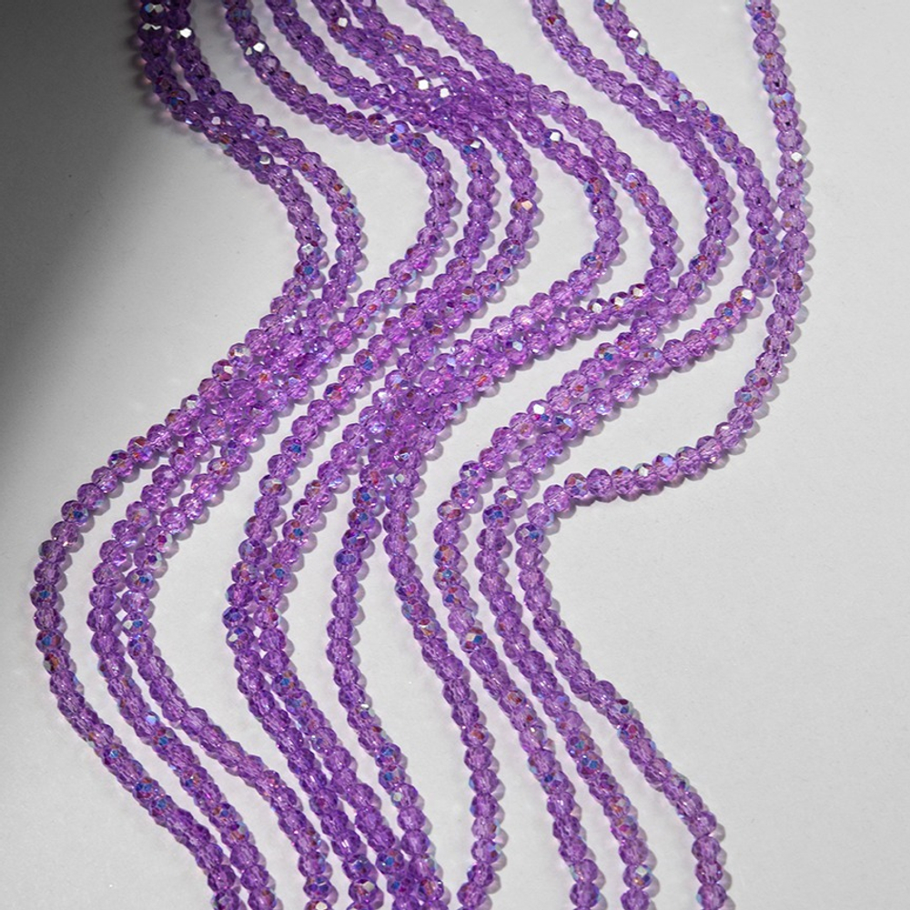 Хрустальные бусины "Марказит" с эффектом иризации, оттенок "Фиолетовый", 4,3*3,5мм, рондель