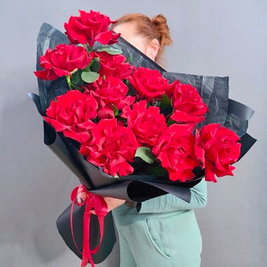 Букет из 11 красных французских роз (Эквадор 60 см)
