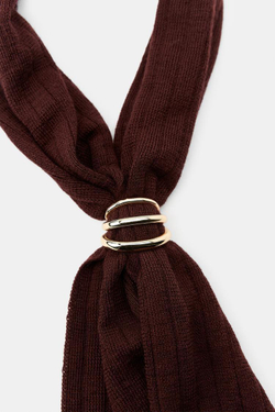 ZARA БАНДАНА С БРОШЬЮ, БУРГУНДИ