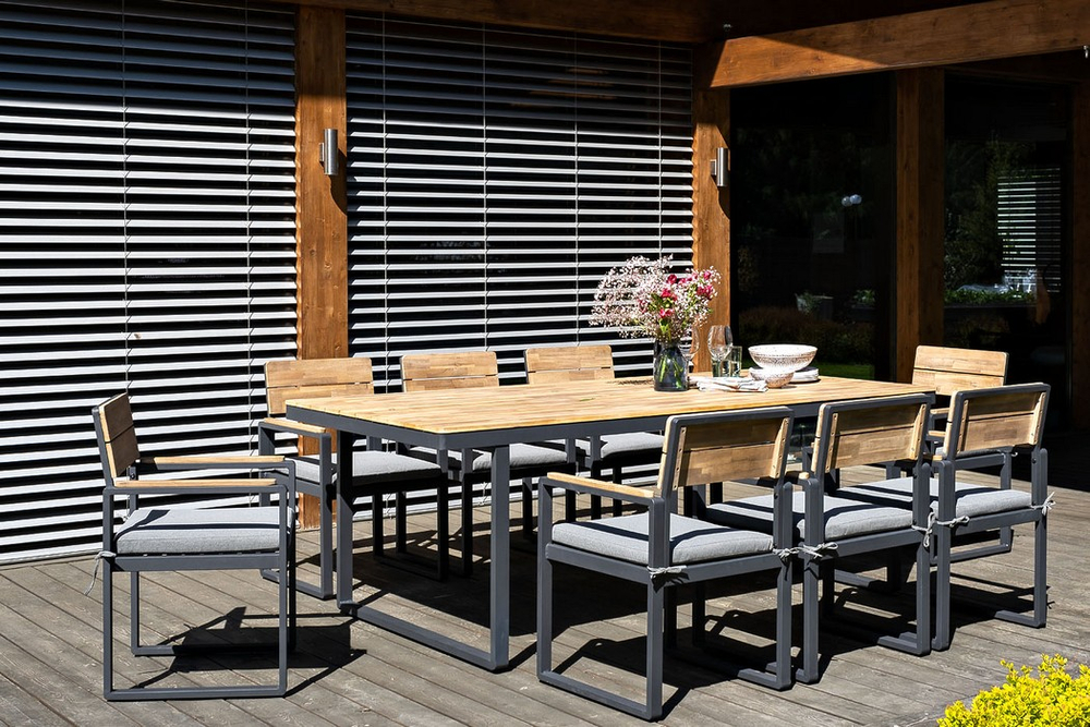 Обеденная группа из алюминия Joygarden ТОПА XL, темно-серый графит