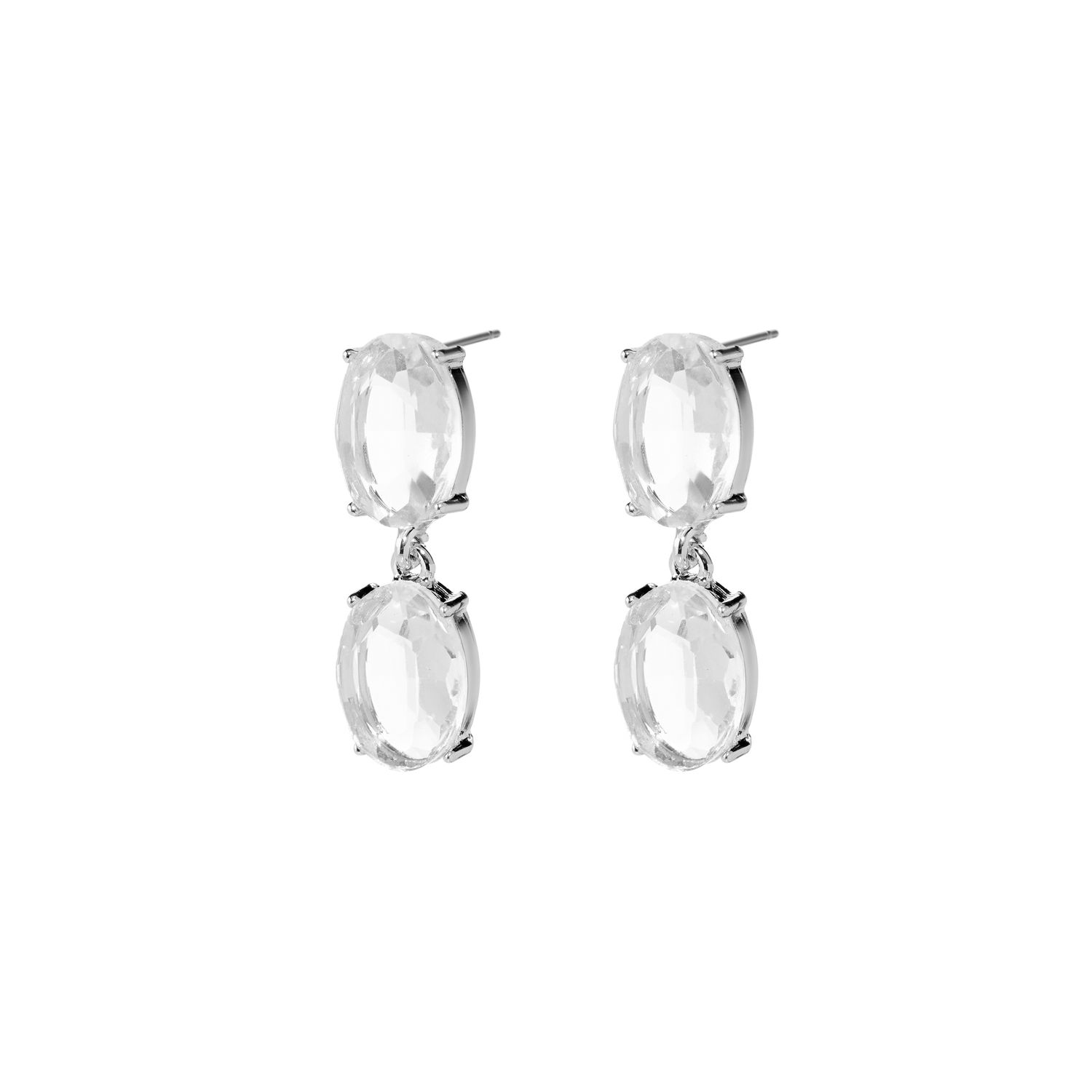 Серьги Silver With Two Symmetrical Crystals Earrings