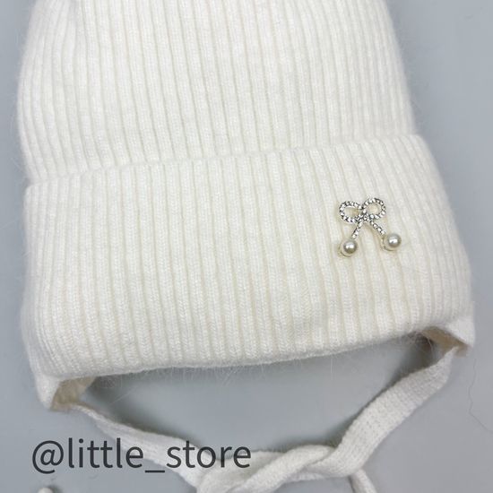 Шапка зимняя "Бантик" Молочная