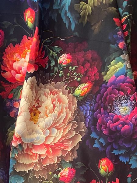 ЦВЕТЫ НА ЧЁРНОМ 100% хлопок Handmade Fabrics 7
