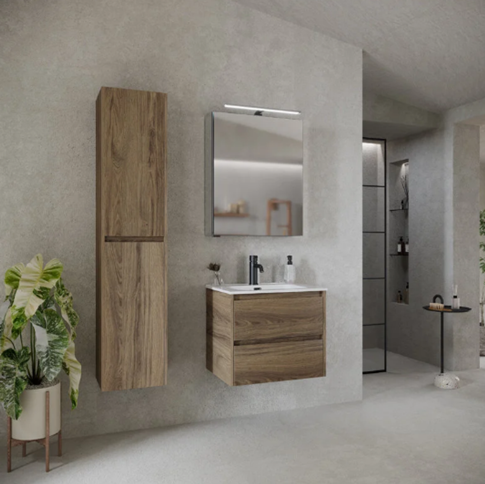 Тумба подвесная SANCOS Libra 590х450х500, c двумя ящиками оснащенными доводчиками, дуб чарльстон, арт. LB60ECH