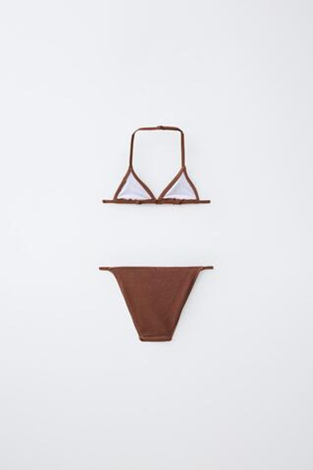 ZARA КУПАЛЬНИК В РУБЧИК, КОРИЧНЕВЫЙ