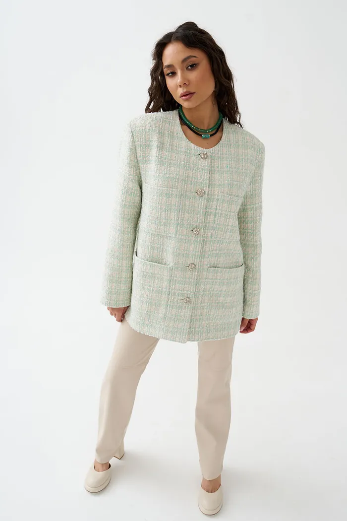 Твидовый жакет цвета мяты