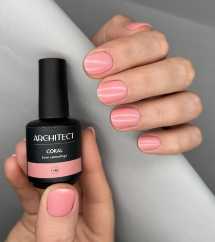 Камуфлирующая крепкая каучуковая база HARD Nail ARCHITECT 06 CORAL Base Camouflage 15 ml