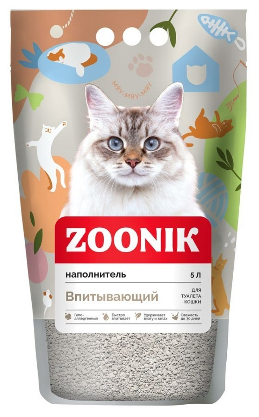 Минеральный наполнитель Зооник для кошачьих туалетов 5 л
