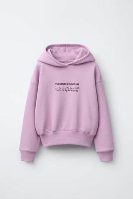 ZARA ХУДИ JOGGING С НАДПИСЬЮ И КАПЮШОНОМ, РОЗОВЫЙ