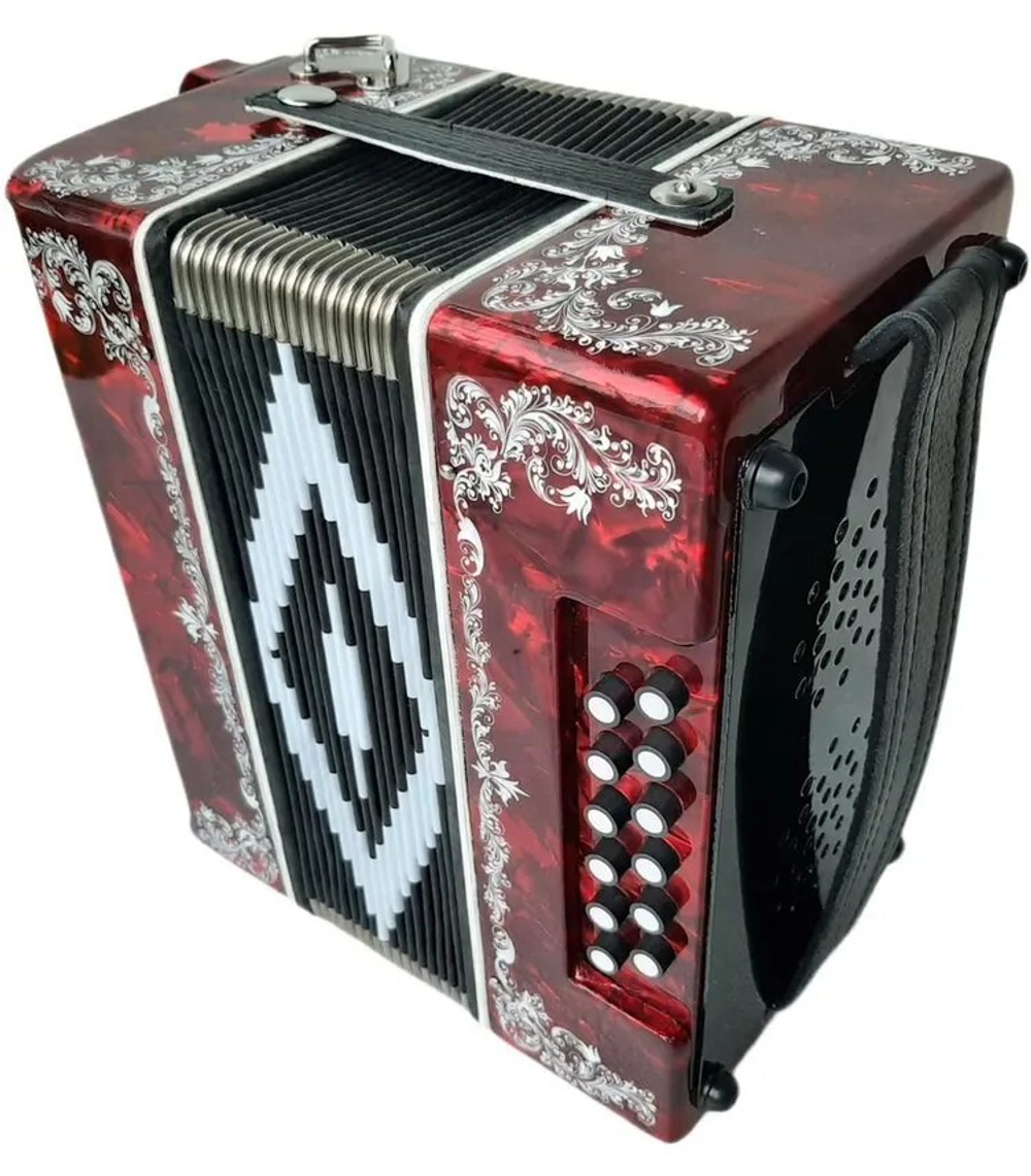 ГАРМОНЬ "ЧАЙКА" (S48ХL, 19х12), ЦВЕТ КРАСНЫЙ, РОСПИСЬ "БЕЛЫМ"