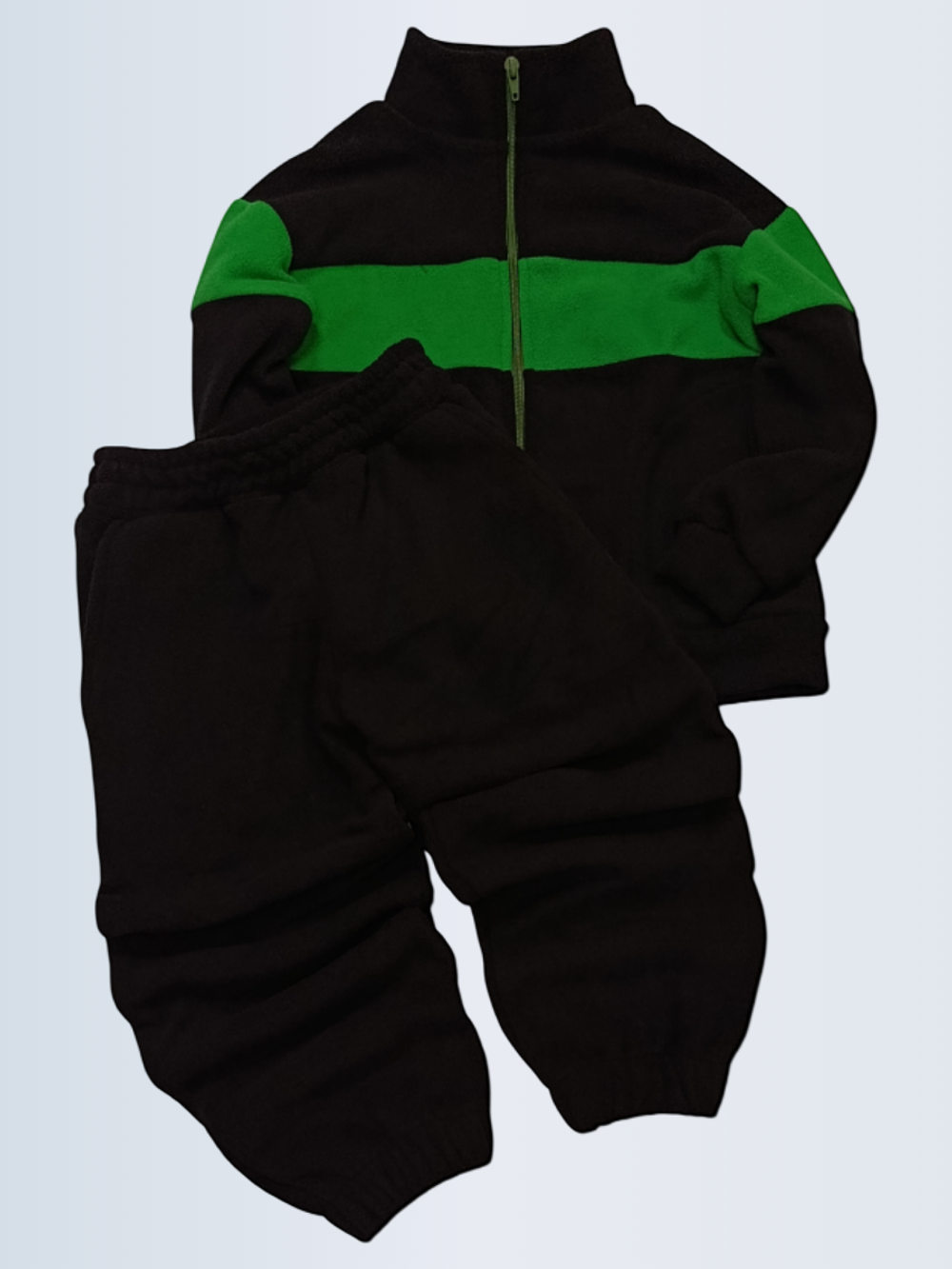 10525 Костюм детский флисовый черный/зеленый (56-98/104)