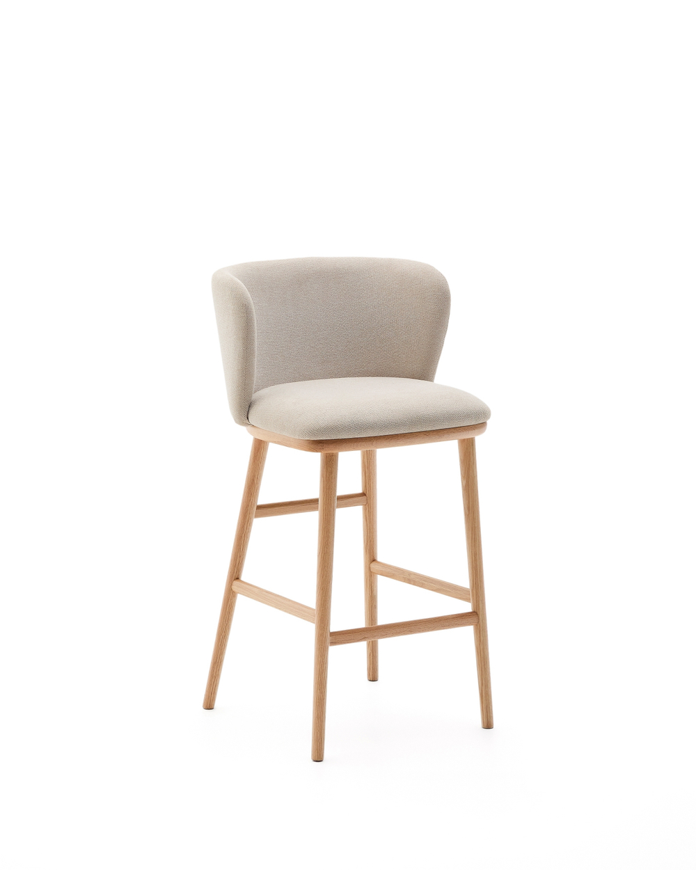 Ciselia Полубарный стул из бежевого шенилла и ясеня в натуральной отделке