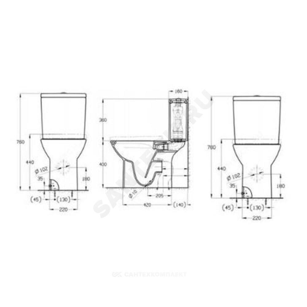 Чаша унитаза горизонтальный выпуск без сиденья белая Debba Round Rimless Roca 34299P00Y