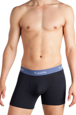 Черные трусы-боксеры с цветной резинкой (Размер: M) (Цвет: синий)