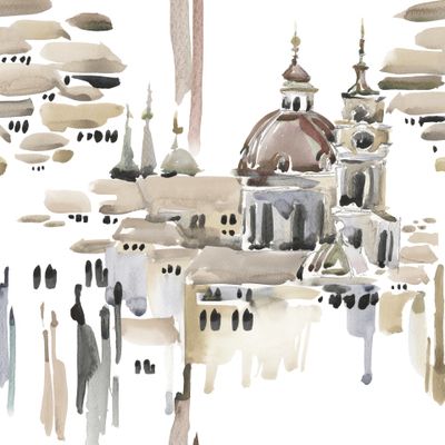 Старый город акварельный принт