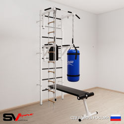 Шведская стенка Sv Sport усиленная 6853 (Турник стандарт/Брусья/Скамья/Канат/Лестница/Цепь/Мешок 30кг)