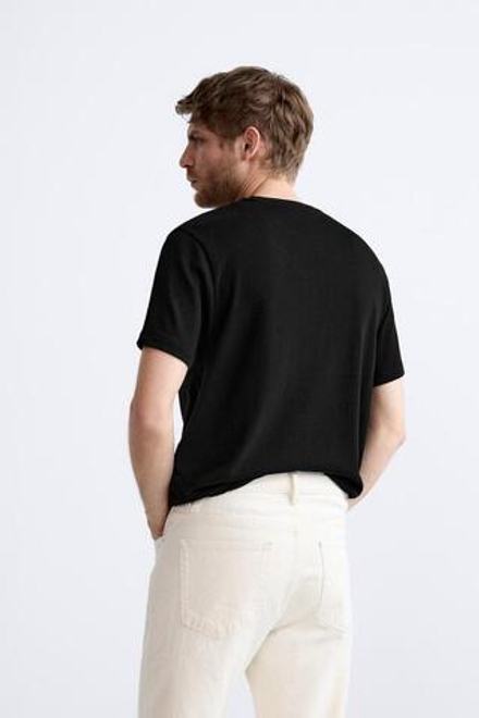 ZARA ХЛОПКОВАЯ ФУТБОЛКА, ЧЕРНЫЙ