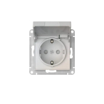 ATLASDESIGN РОЗЕТКА с заземлением со шторками с крышкой,16А,IP20, мех.,быстрозажим. клем., ЖЕМЧУГ