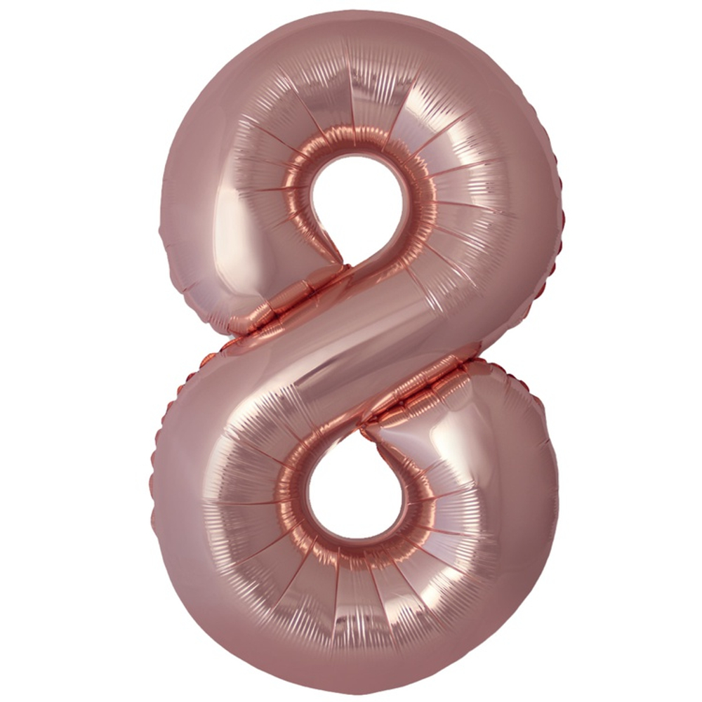 Шар фольгированный Цифра 8 101 см (Розовое Золото)
