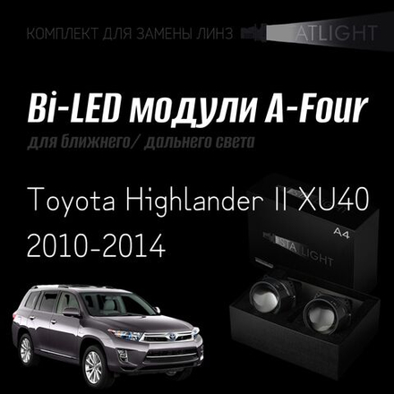 Bi led линзы 3.0 для фар Toyota Highlander II XU40 2010-2014, би лед линзы Statlight A-Four, комплект 2 шт