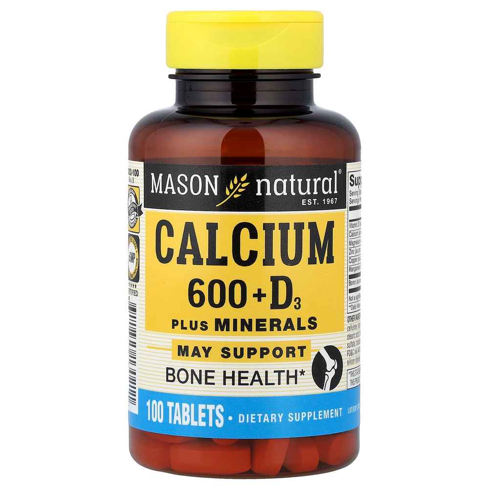 Mason Natural, Кальций 600 + витамин D3`` 100 таблеток