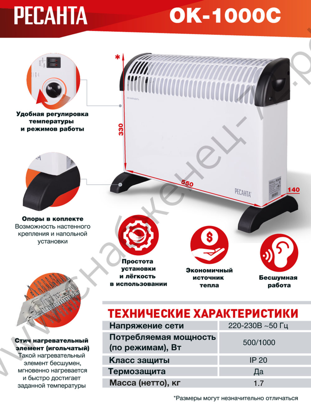 Конвектор РЕСАНТА ОК-1000С