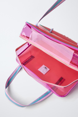 ZARA БОЛЬШАЯ ПЛЯЖНАЯ СУМКА, РОЗОВЫЙ