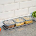 Набор емкостей для сыпучих 3шт 0,4л на подставке "Cubbo Scandi", серый