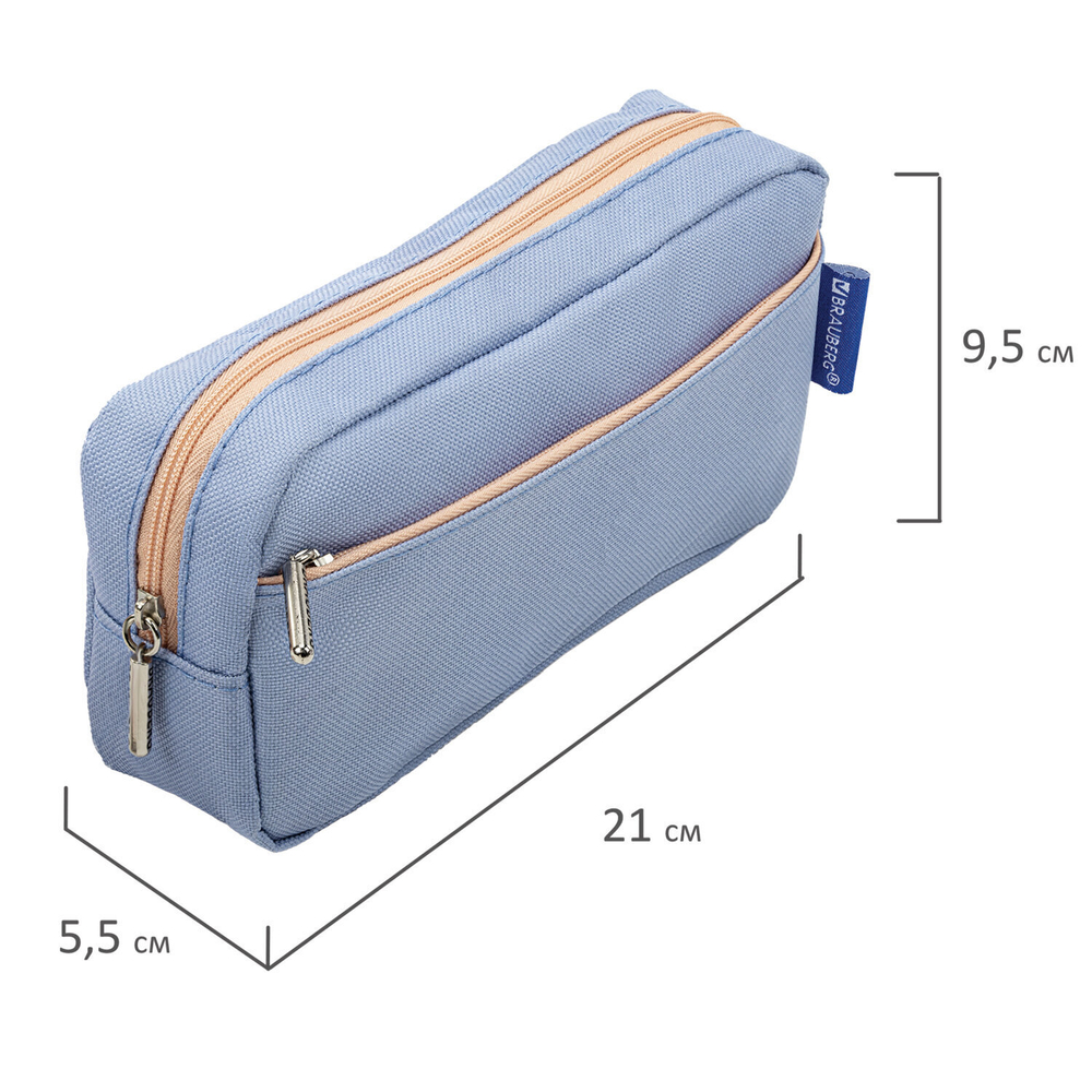 Пенал мягкий BRAUBERG 2 отделения ассорти 5 цветов "Pastel" 21х9 5х5 см дисплей (20 штук в упаковке)