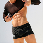 Мужские плавки-боксеры с имитацией гульфика и кармашком (Размер: XXL) (Цвет: темно-синий)