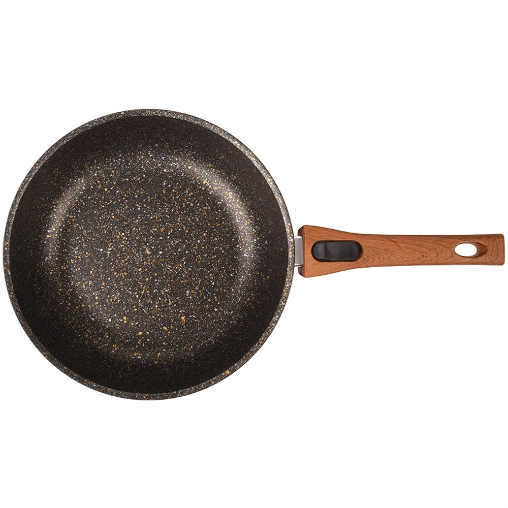 Сковорода 26*6,5см со съемной ручкой и стекл. крышкой «Granit ultra» (black-gold) сгбг263а