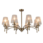 Светильник на штанге 8x40Вт E14, металл/ткань, золото/белый плафон